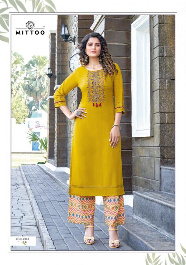 Mittoo Panghat 21 Fancy Rayon Embroidery Kurti With Plazzo 